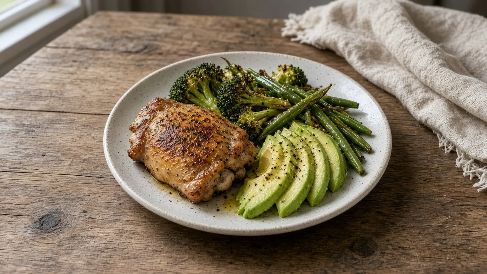 Protein first, plus vegetables and a natural fat