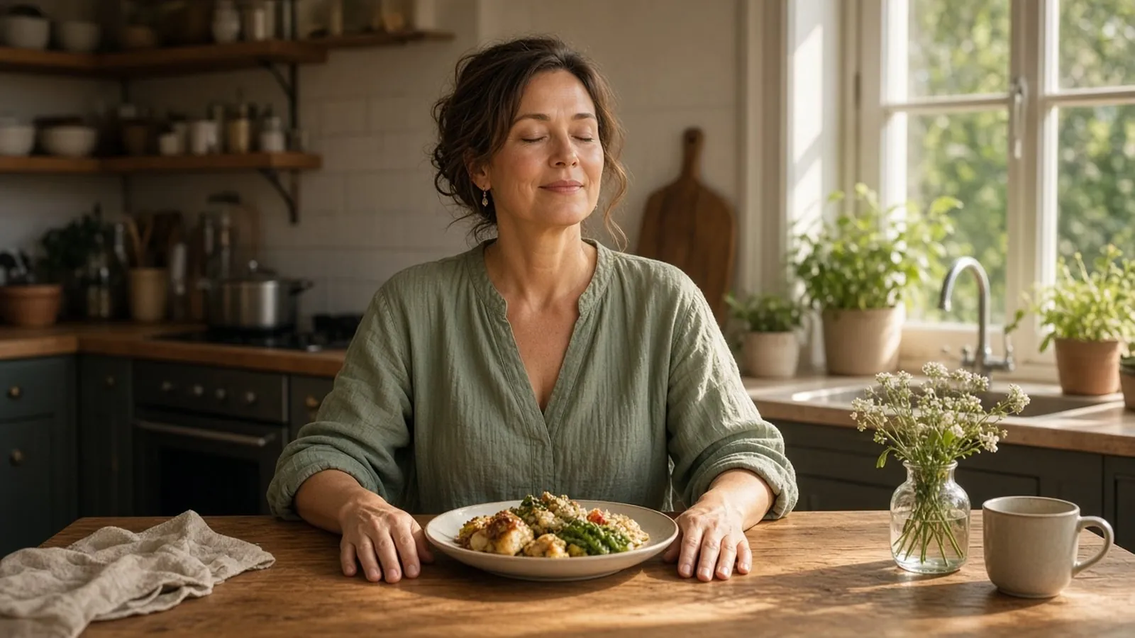 A slow breath before the first bite shifts you into rest-and-digest